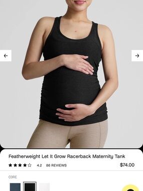 Beyond Yoga Featherweight Let it Grow Maternity Tank Small Darkest Night